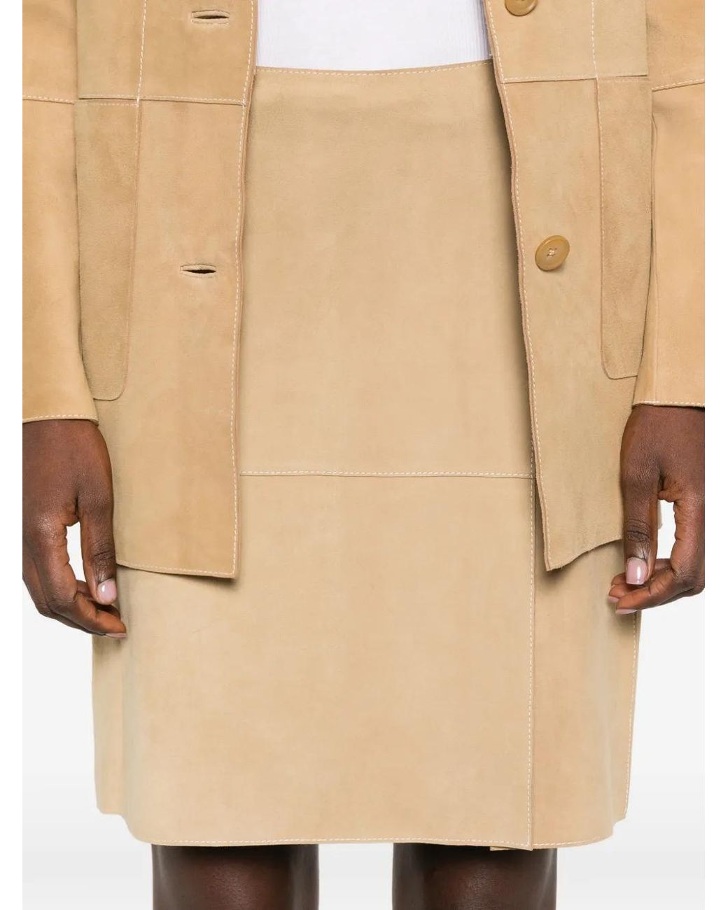 P.A.R.O.S.H. Natural Minuetto Suede Mini Skirt
