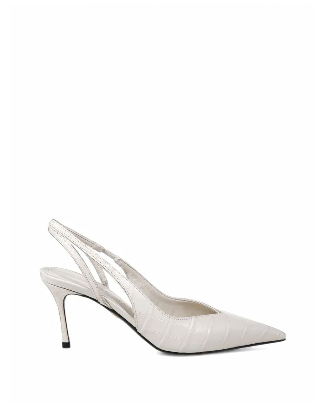 Ferragamo White Mid Heels Slingback