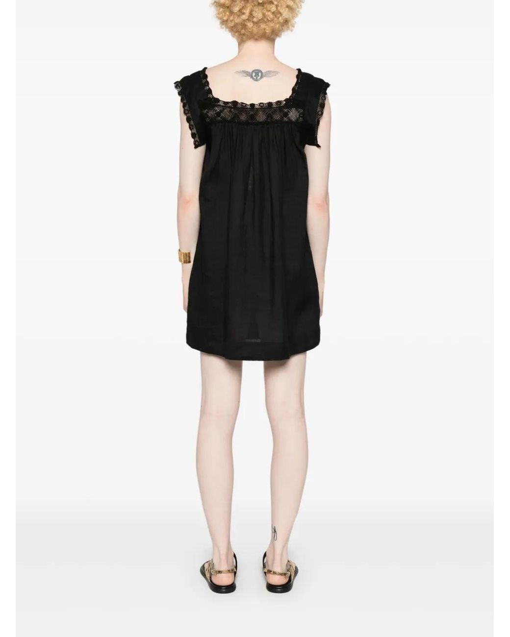 Doen Black Almadia Lace-Trim Dress