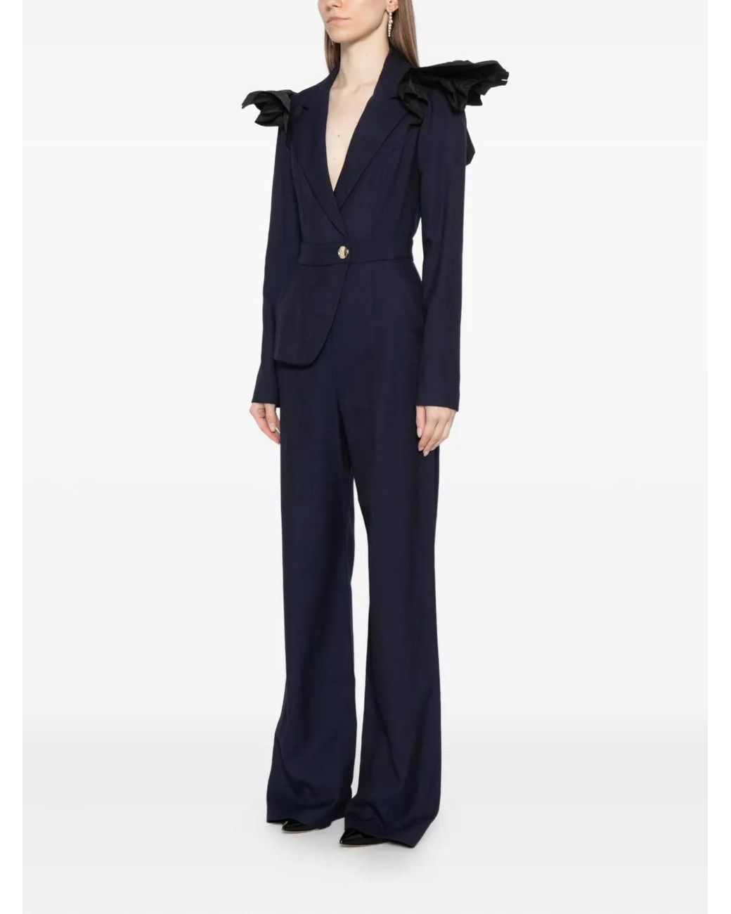Saiid Kobeisy Blue Ruffled Jumpsuit