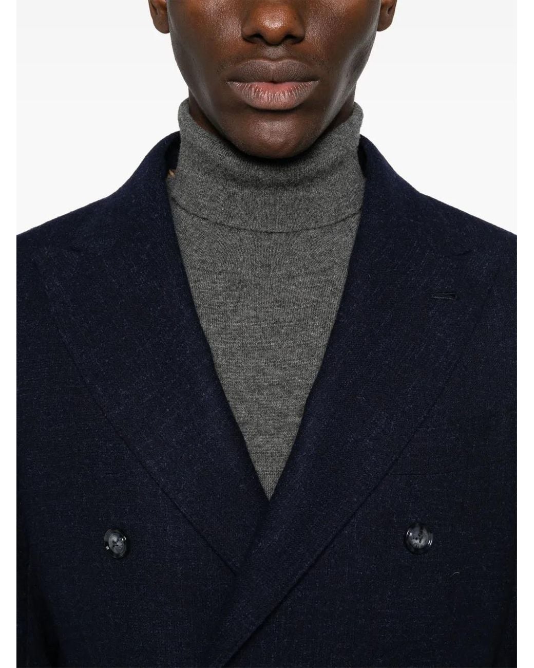 Barba Napoli Blue Mélange-Effect Blazer for men