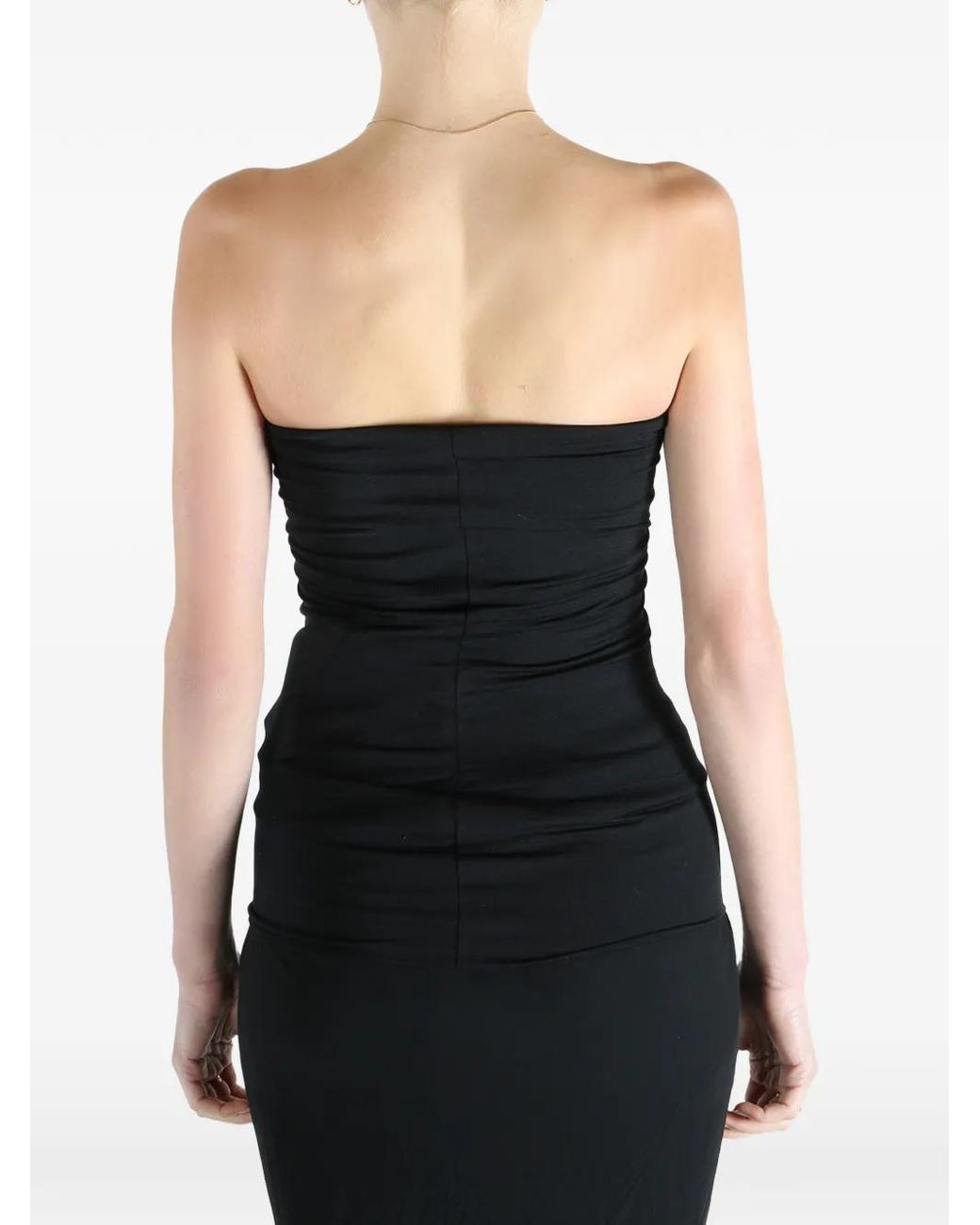 Rick Owens Black Ruched-Effect Tube Top