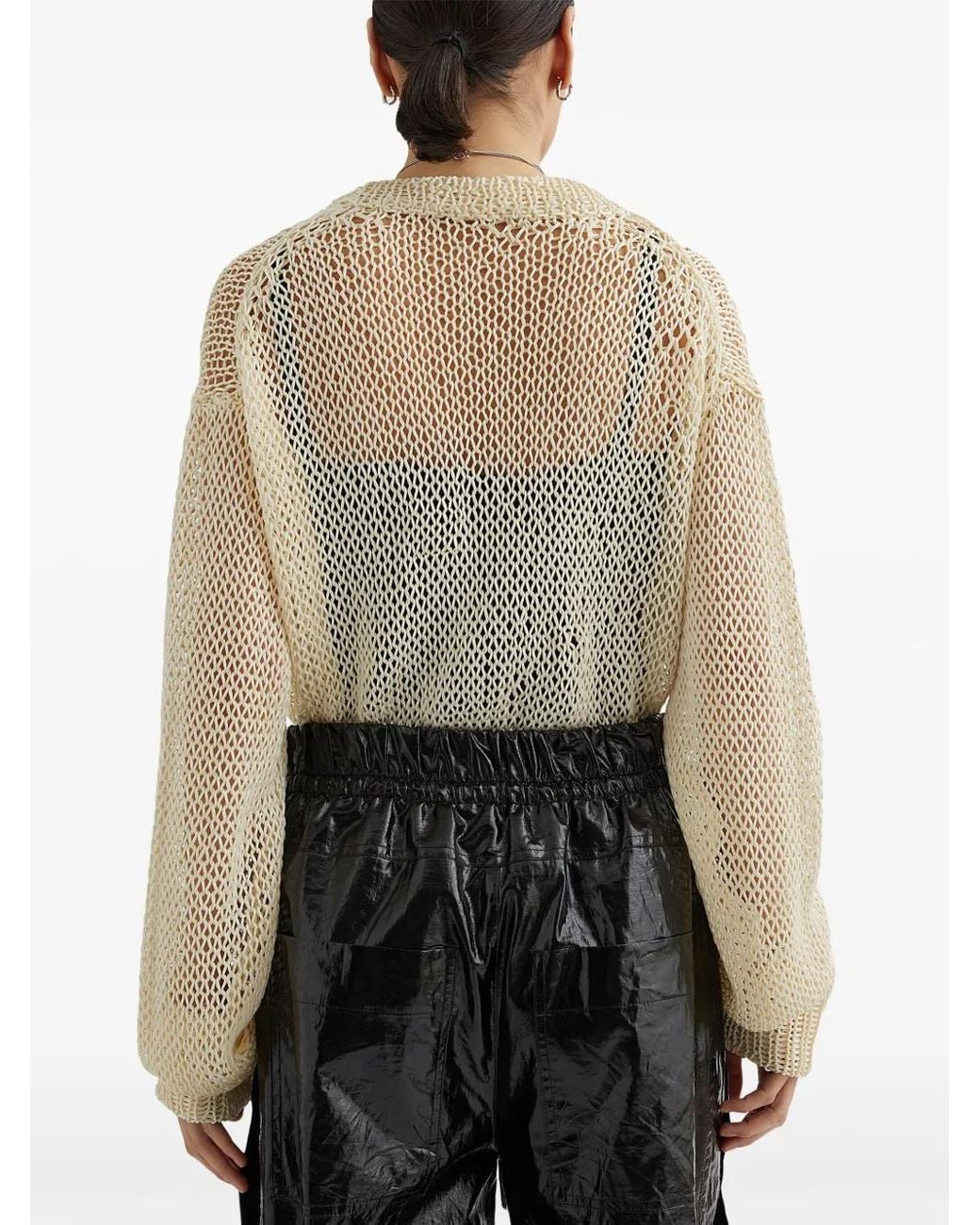 Jil Sander Natural Pullover Mit Lochstrickmuster