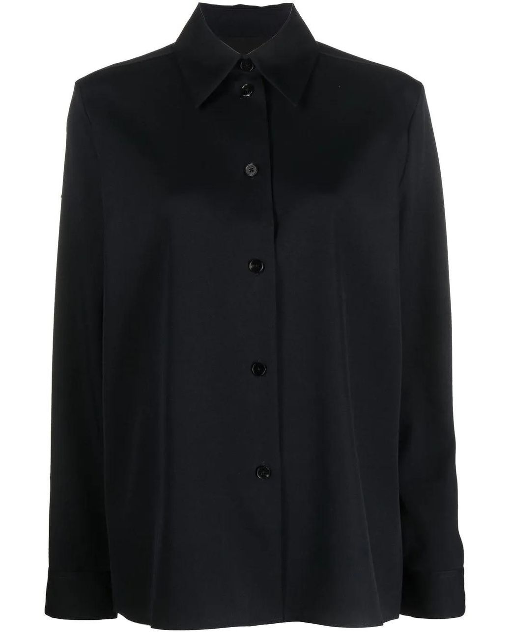 Jil Sander Black Long-Sleeve Virgin-Wool Shirt