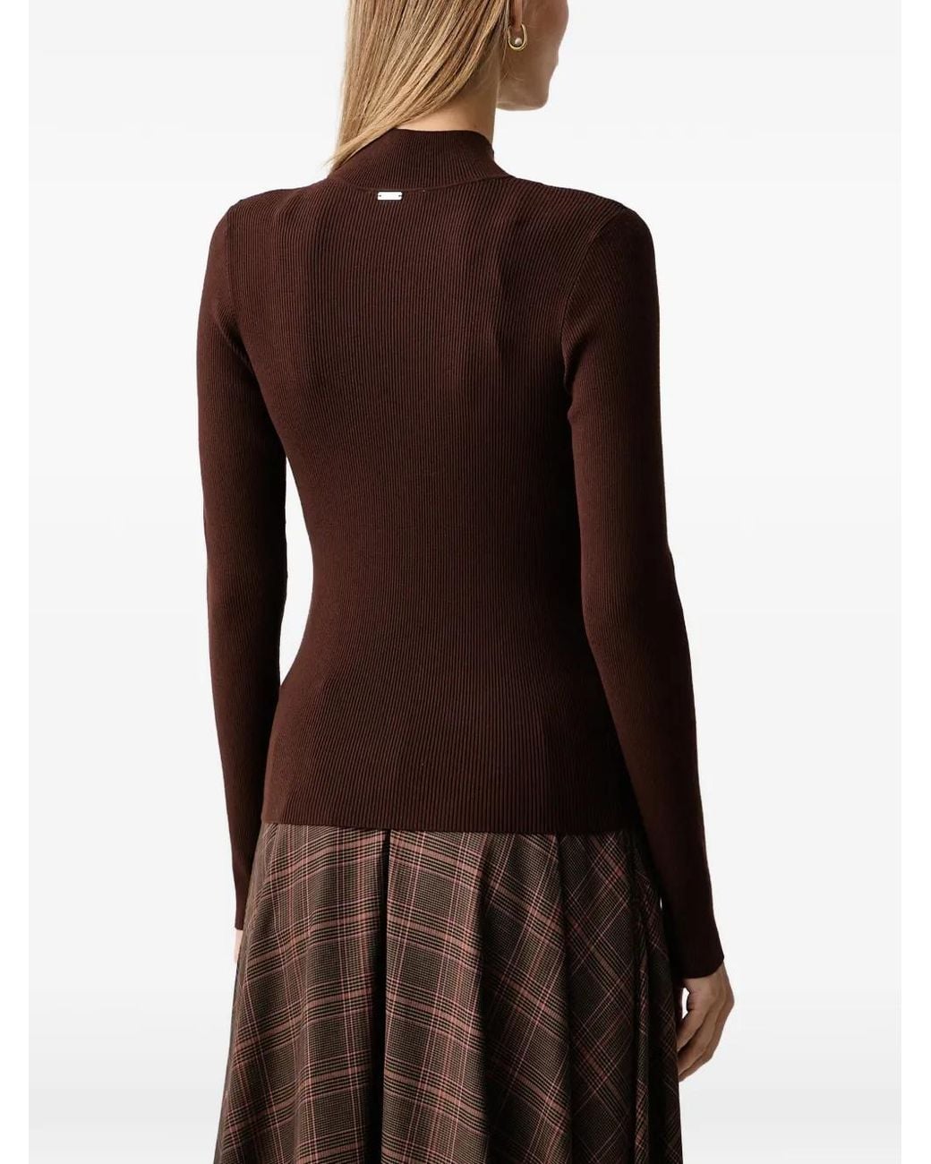 Fracomina Brown Turtleneck Ribbed Sweater