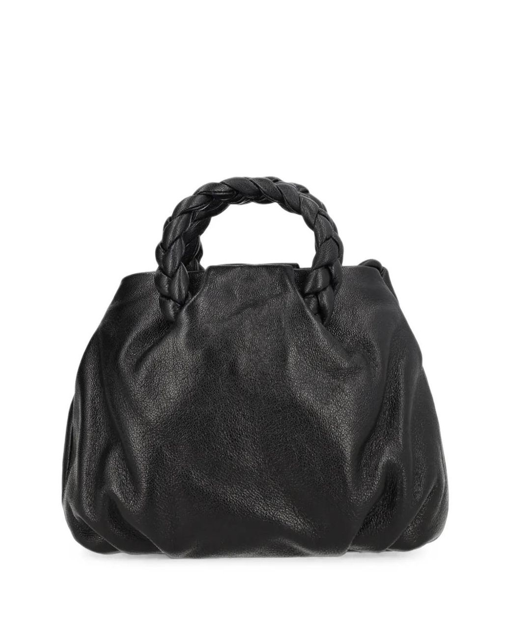 Hereu Black Medium Bombon Braided-Handle Leather Shoulder Bag