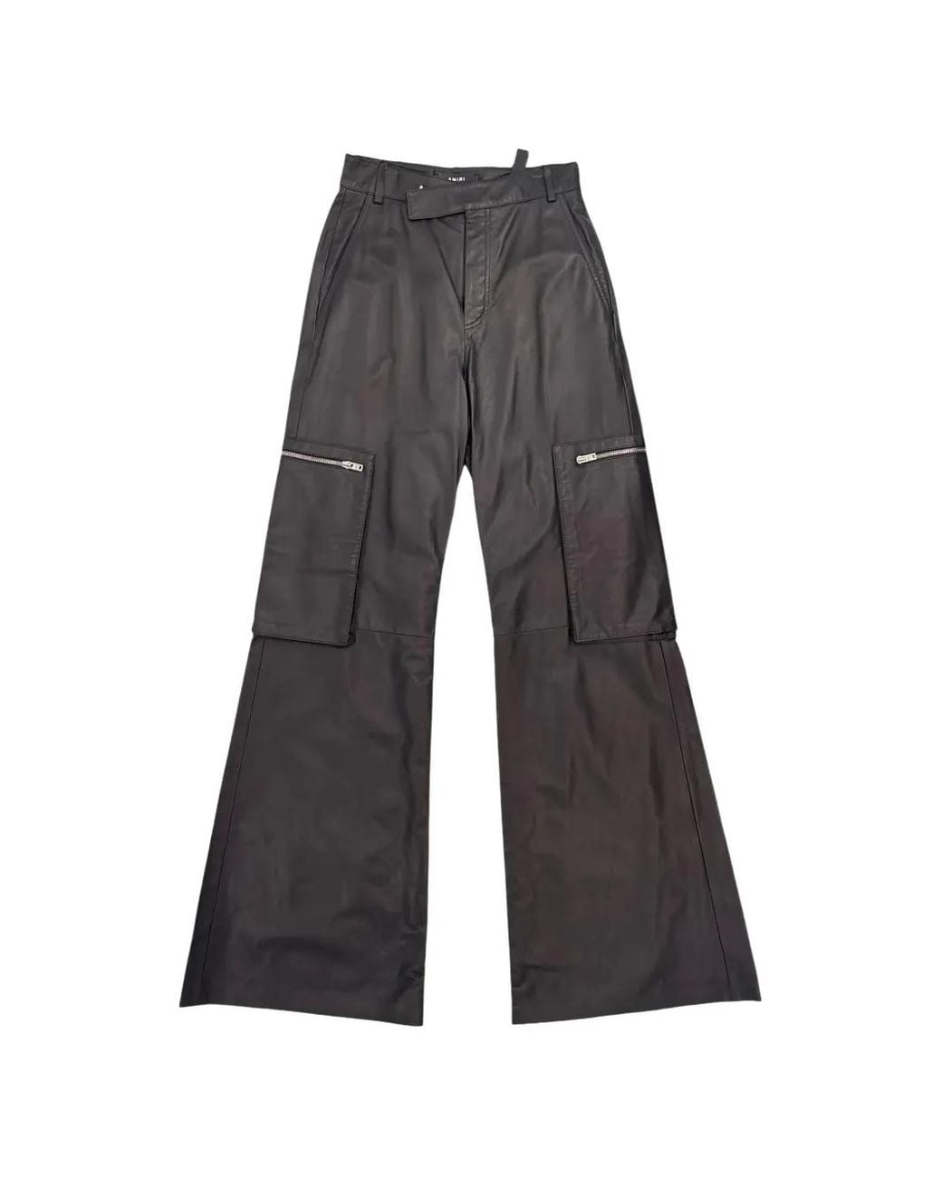 Amiri Gray Flared Leather Cargo Pants for men