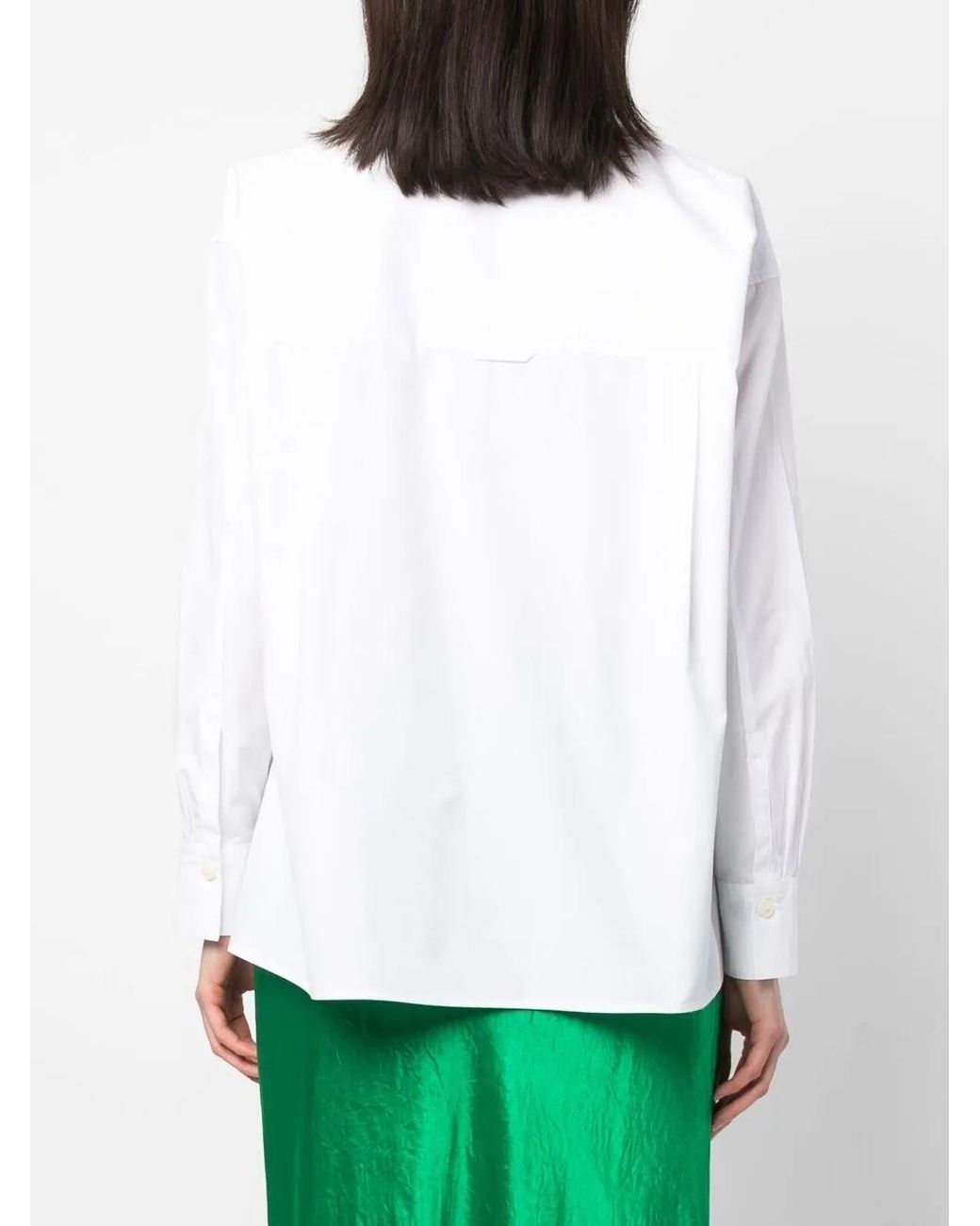 Vince White Side-Slit Cotton Shirt
