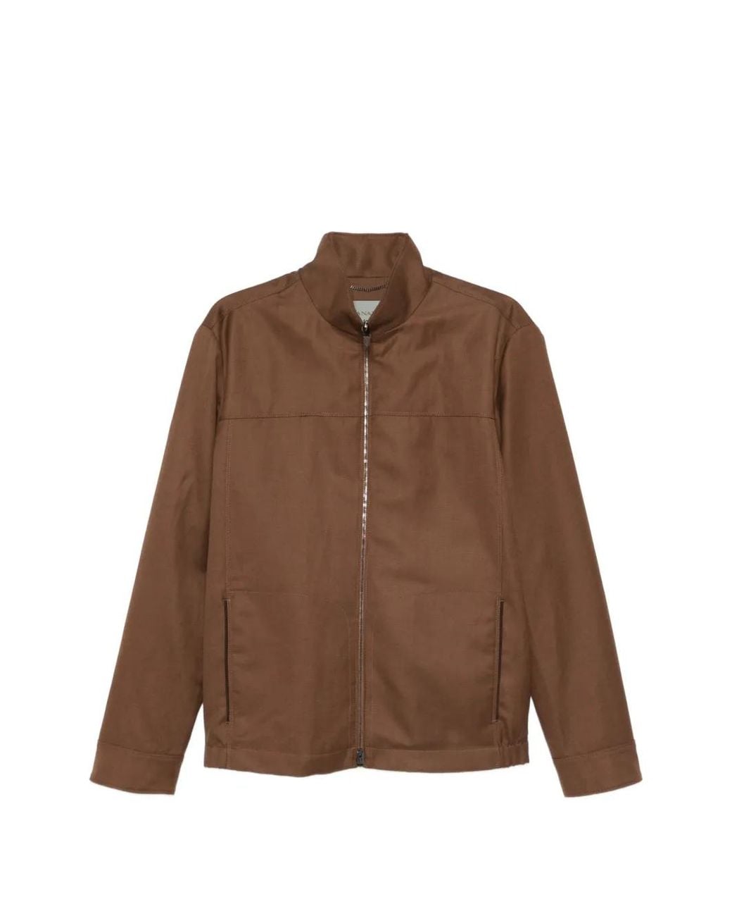 Canali Brown Zip-Up Shirt Jacket for men