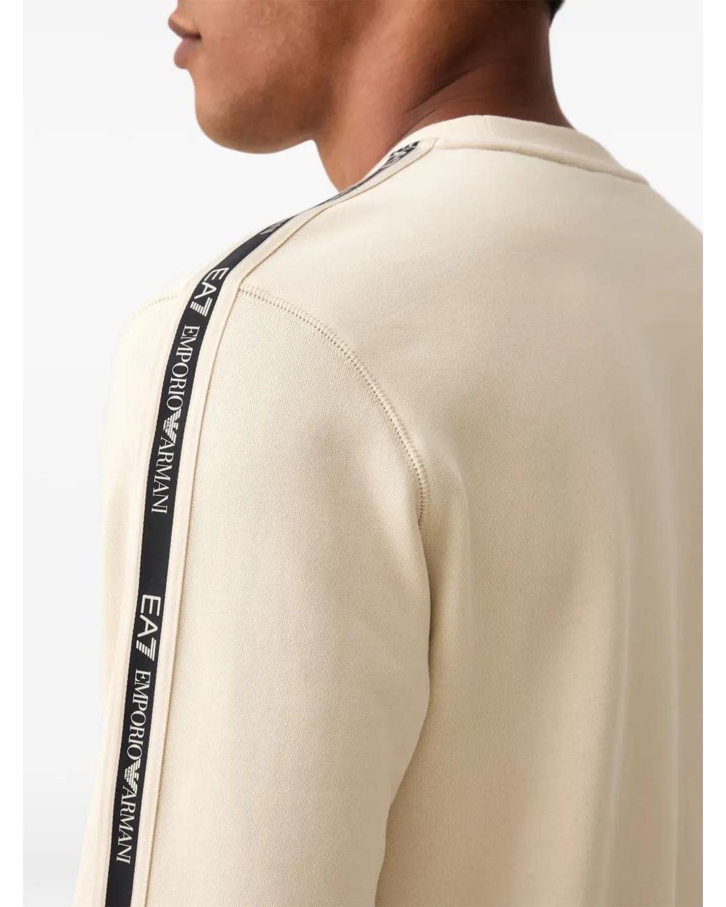 EA7 Natural Logo-Patch Tape-Detail Sweatshirt for men