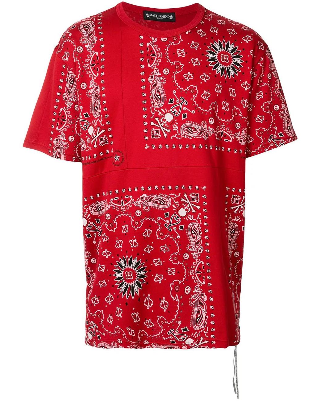 MASTERMIND WORLD Red Crew Neck Bandana Print T-Shirt for men