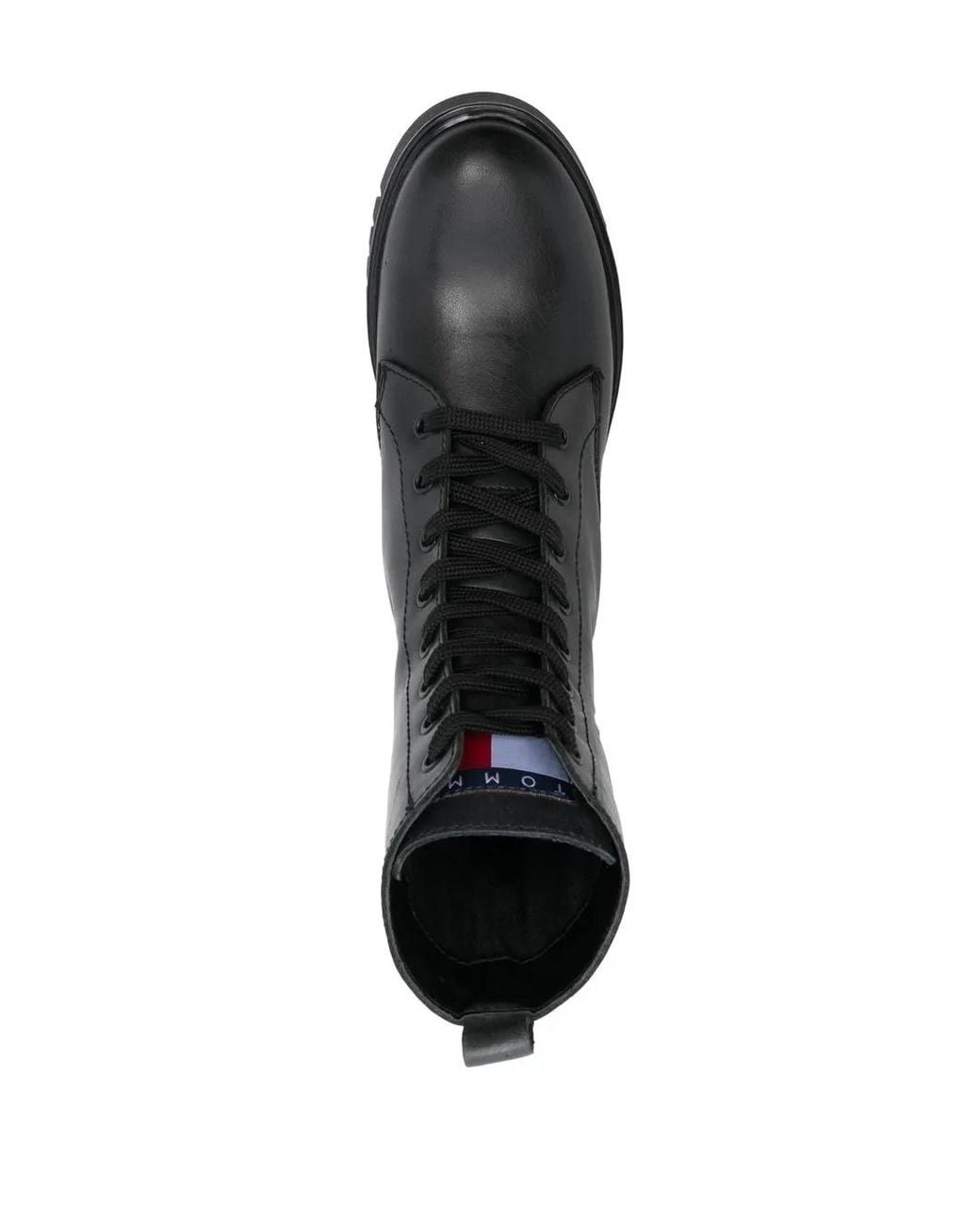 Tommy Hilfiger Black Lace-Up Leather Ankle Boots