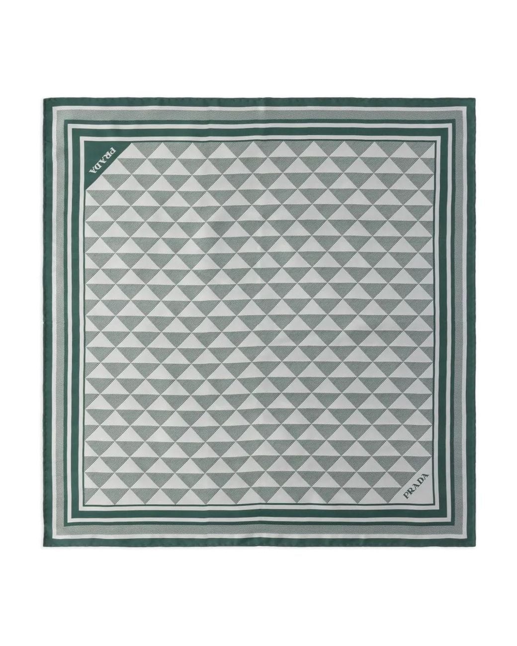 Prada Metallic Symbole Seidenschal Mit Geometrischem Print
