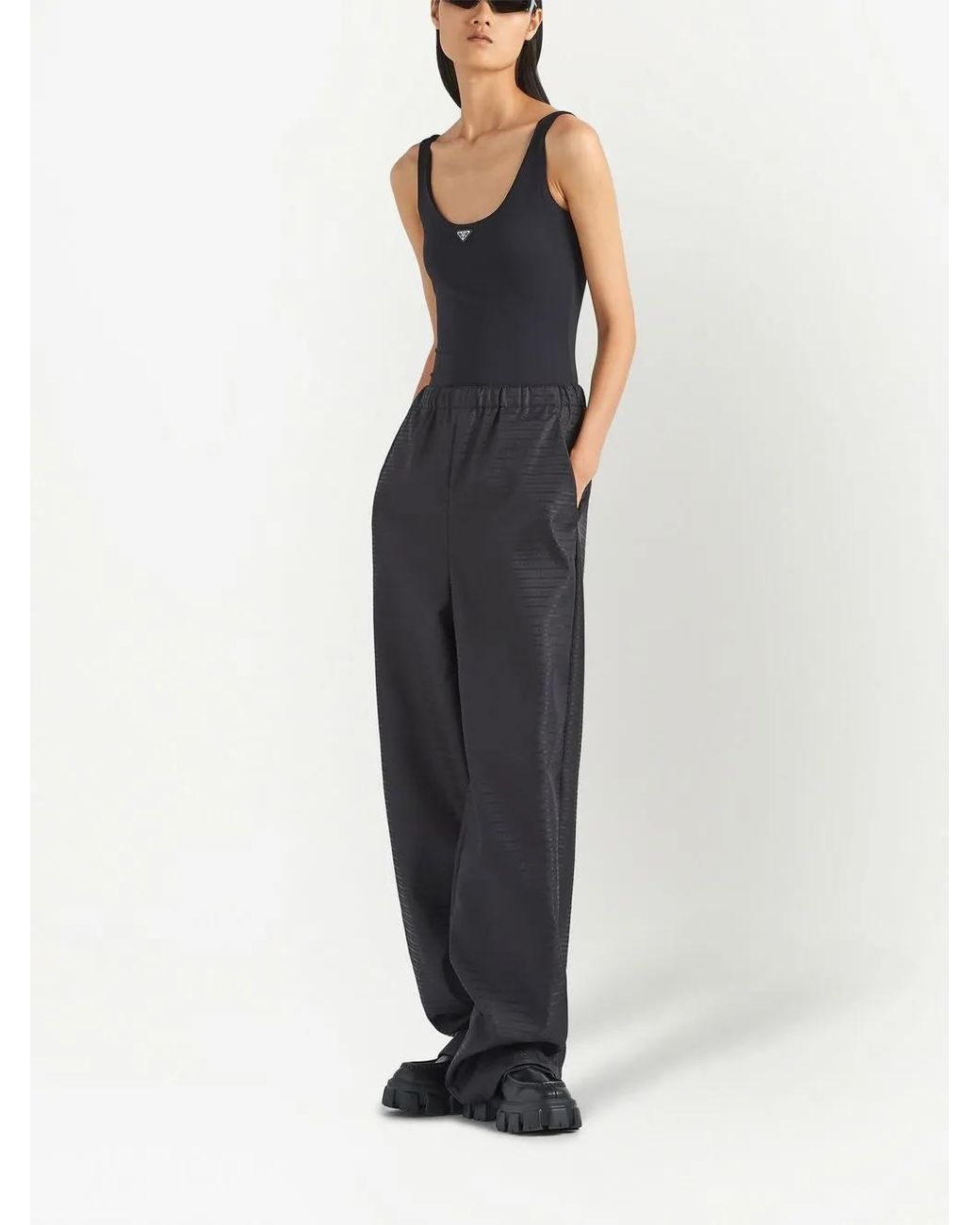 Prada Black Logo-plaque Bodysuit