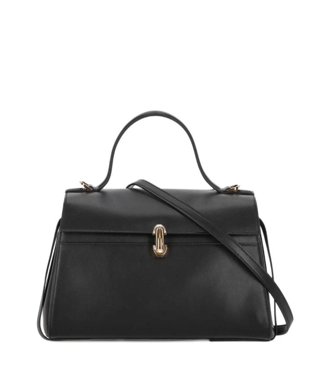 SAVETTE Black Soft Symmetry Leather Tote Bag