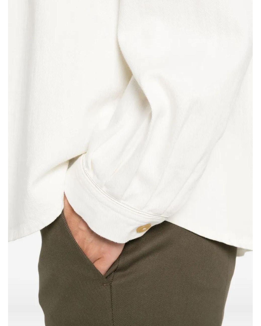Forte_forte White High-Neck Button Top