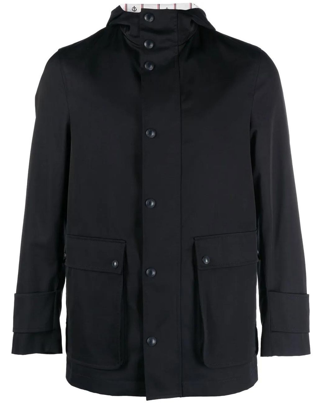 Thom Browne Black Hooded Parka Coat for men