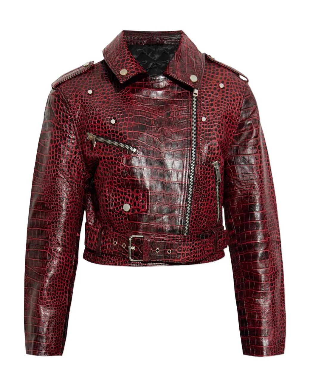 Chaqueta Gzbasilia Con Efecto De Piel De Cocodrilo Gestuz de color Red