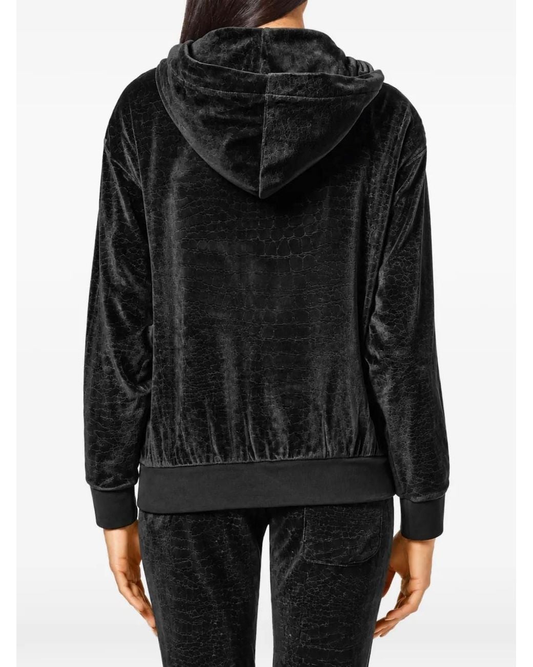 Philipp Plein Black Chenille Zip Hoodie Cocco