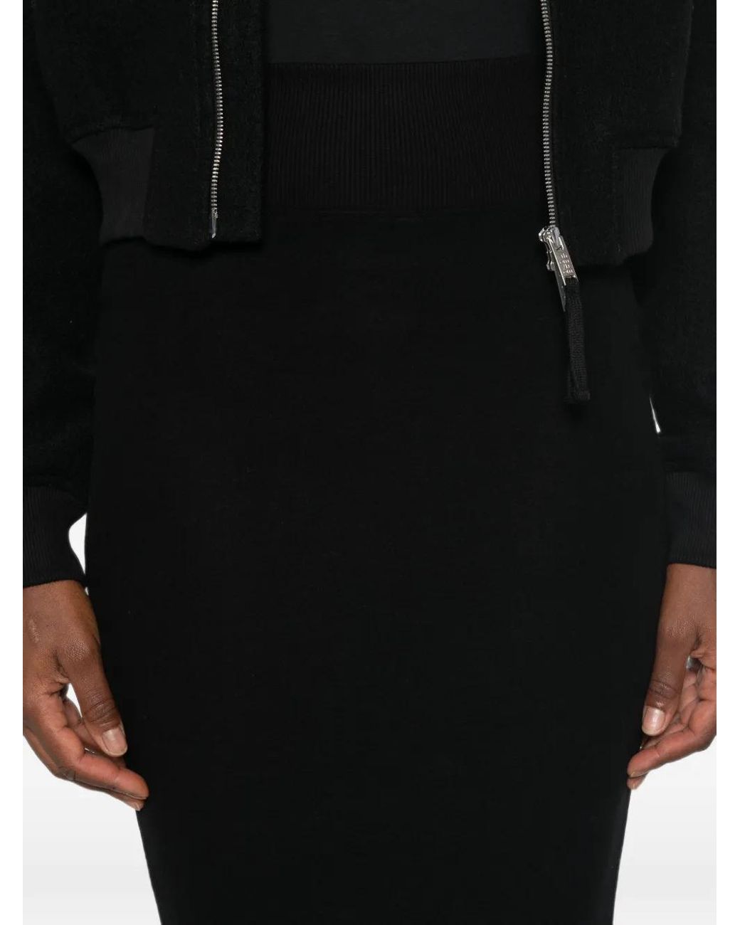 Thom Krom Black Ribbed-Knit Pencil Skirt