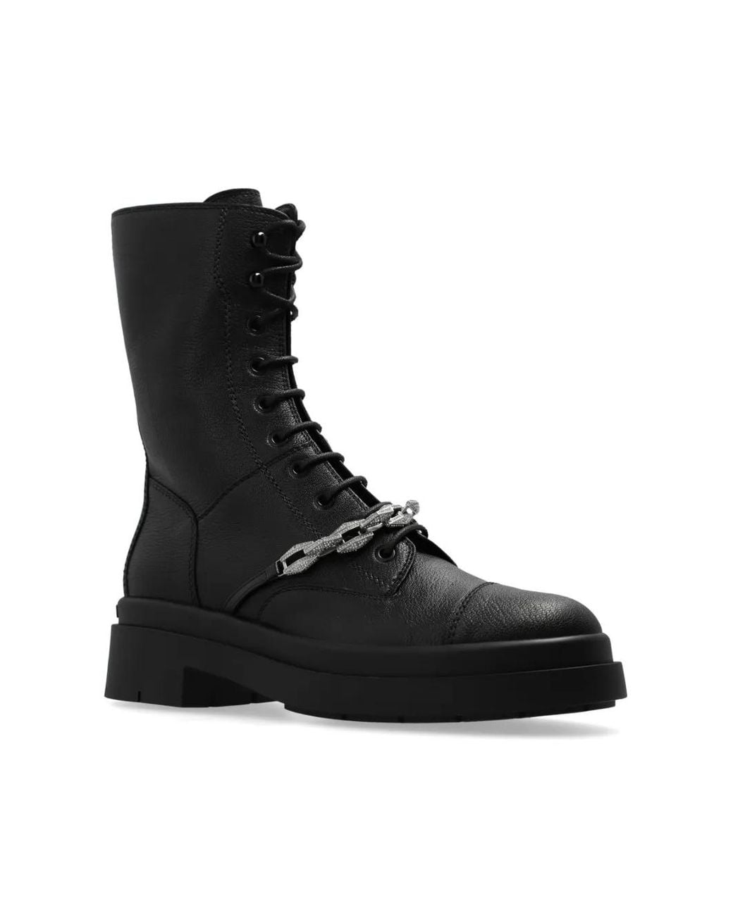 Jimmy Choo Black Nari Crystal-Embellished Combat Boots