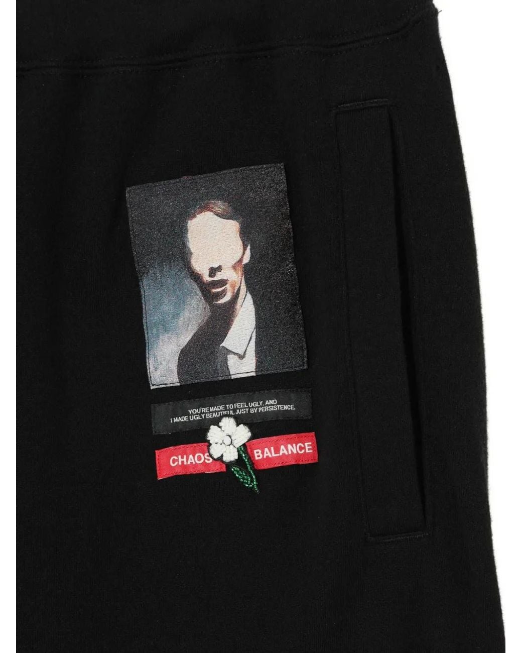 Undercover Black Graphic-Patch Track Shorts for men