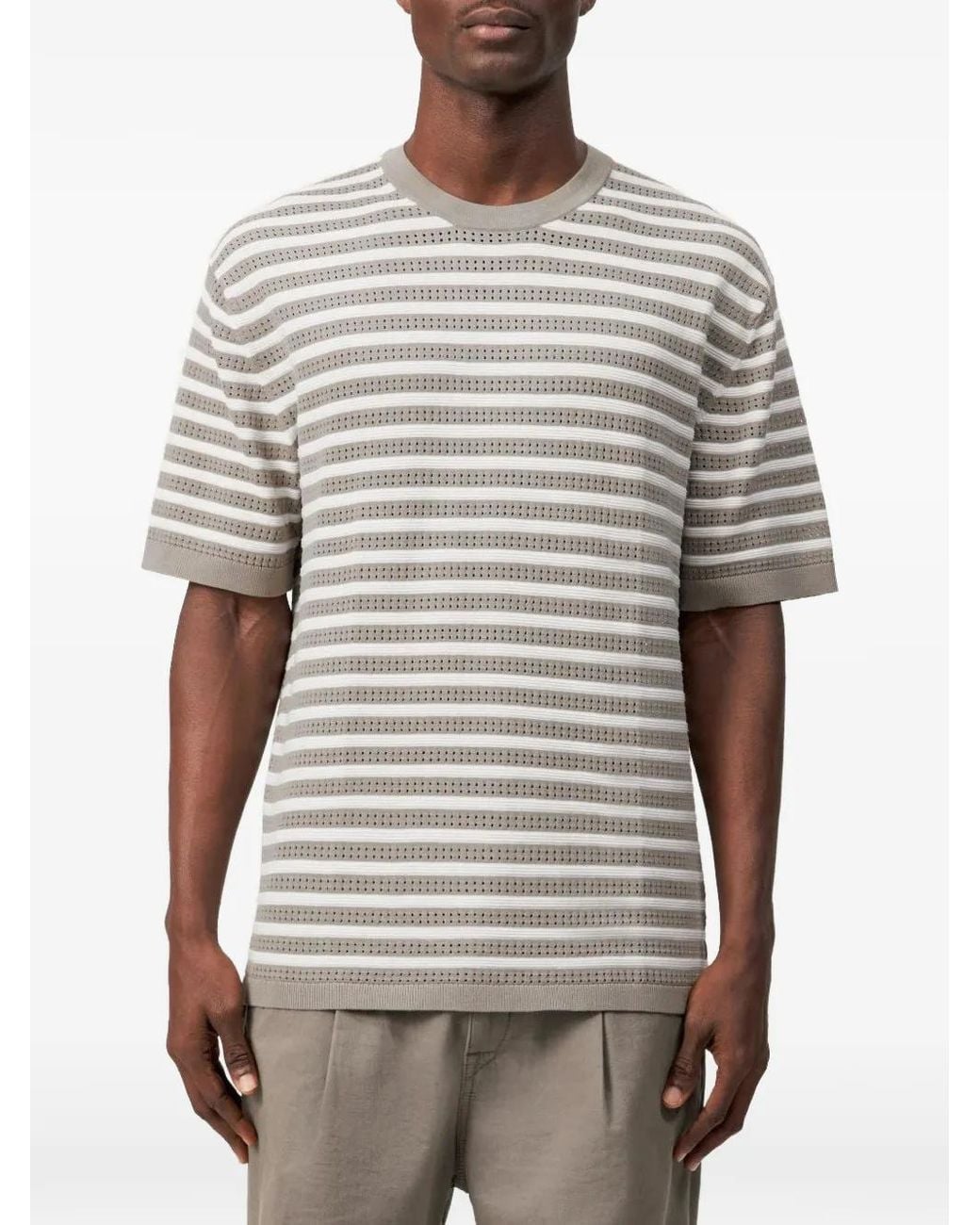Drykorn White Derico Horizontal-Stripe T-Shirt for men