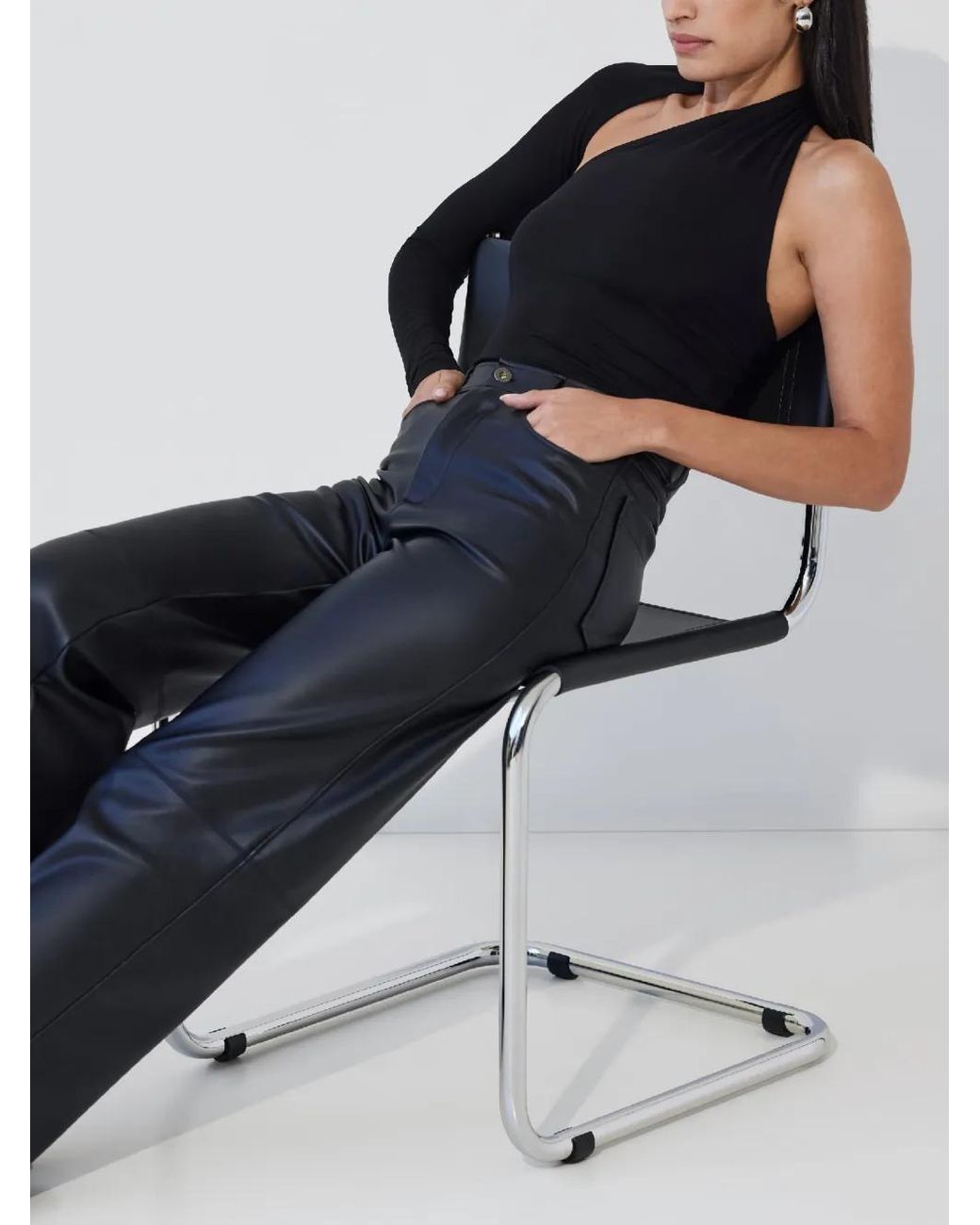 MARCELLA Blue Manhattan Asymmetric One-Shoulder Top