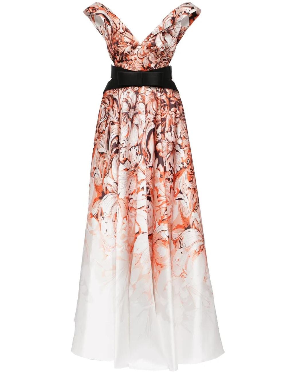 Saiid Kobeisy White Robe Longue À Fleurs