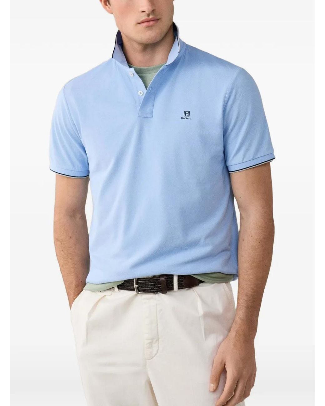 Hackett Blue Logo-Embroidered Polo Shirt for men