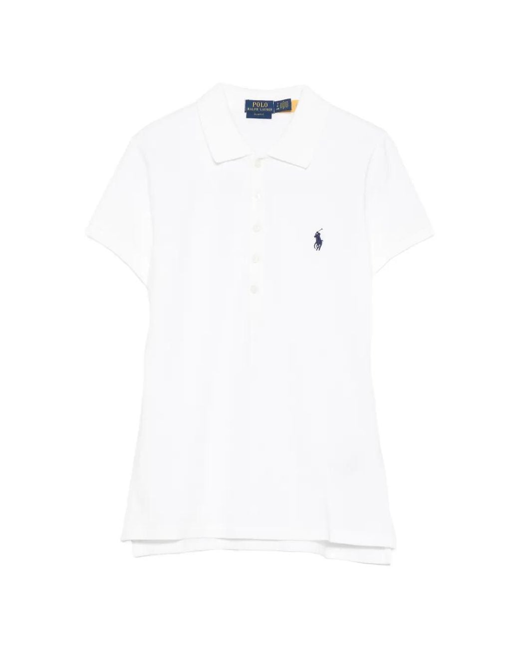 Polo Ralph Lauren White Logo-Embroidered Polo Top