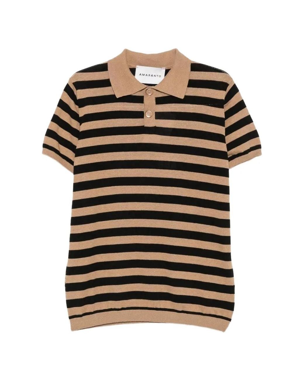 Amaranto Black Striped Short-Sleeve Polo Shirt for men