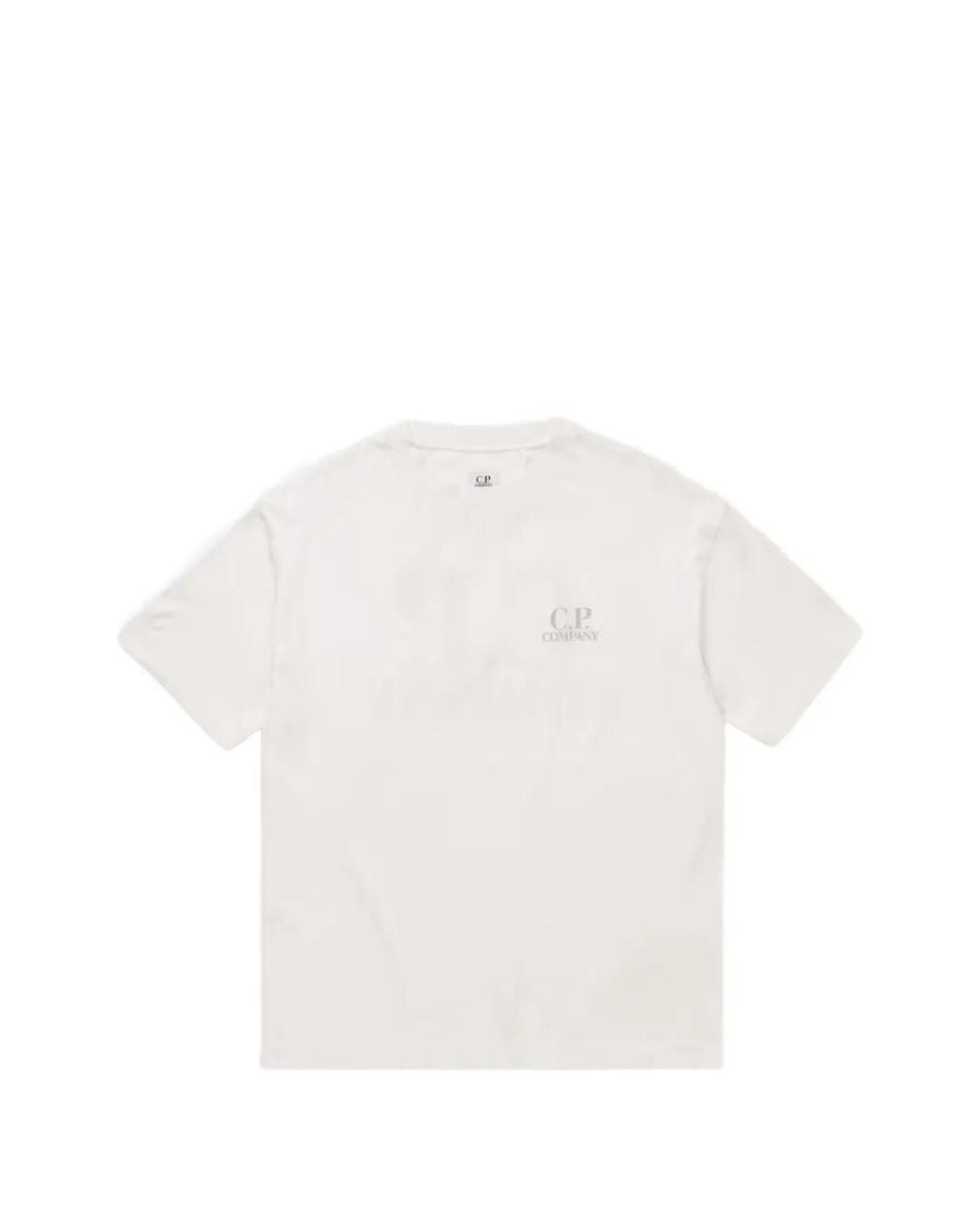 C P Company White Logo-Print T-Shirt for men
