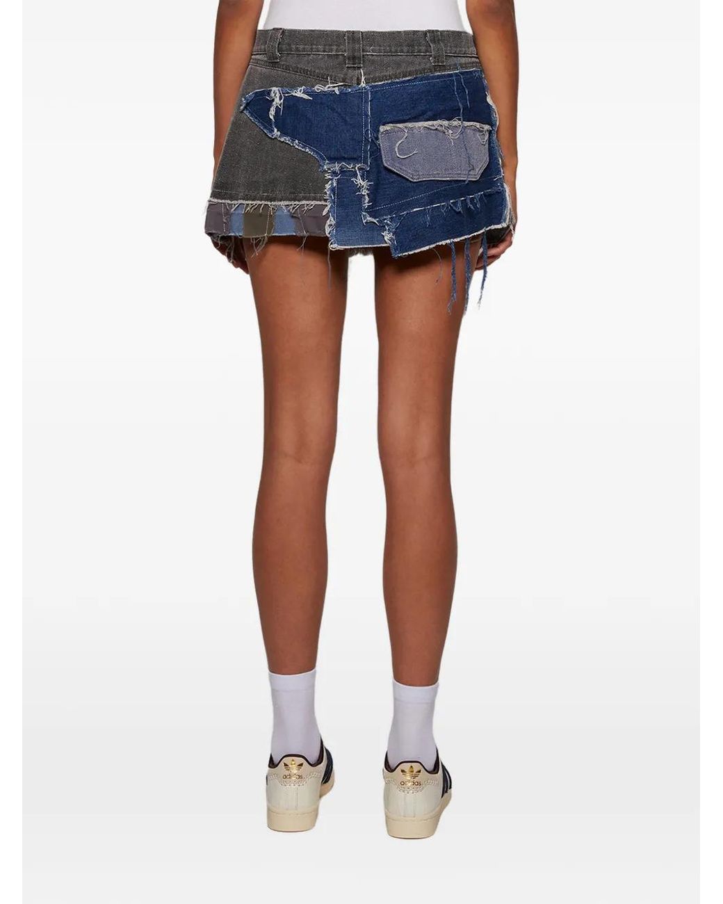Natasha Zinko Gray Patchwork Mini Skirt
