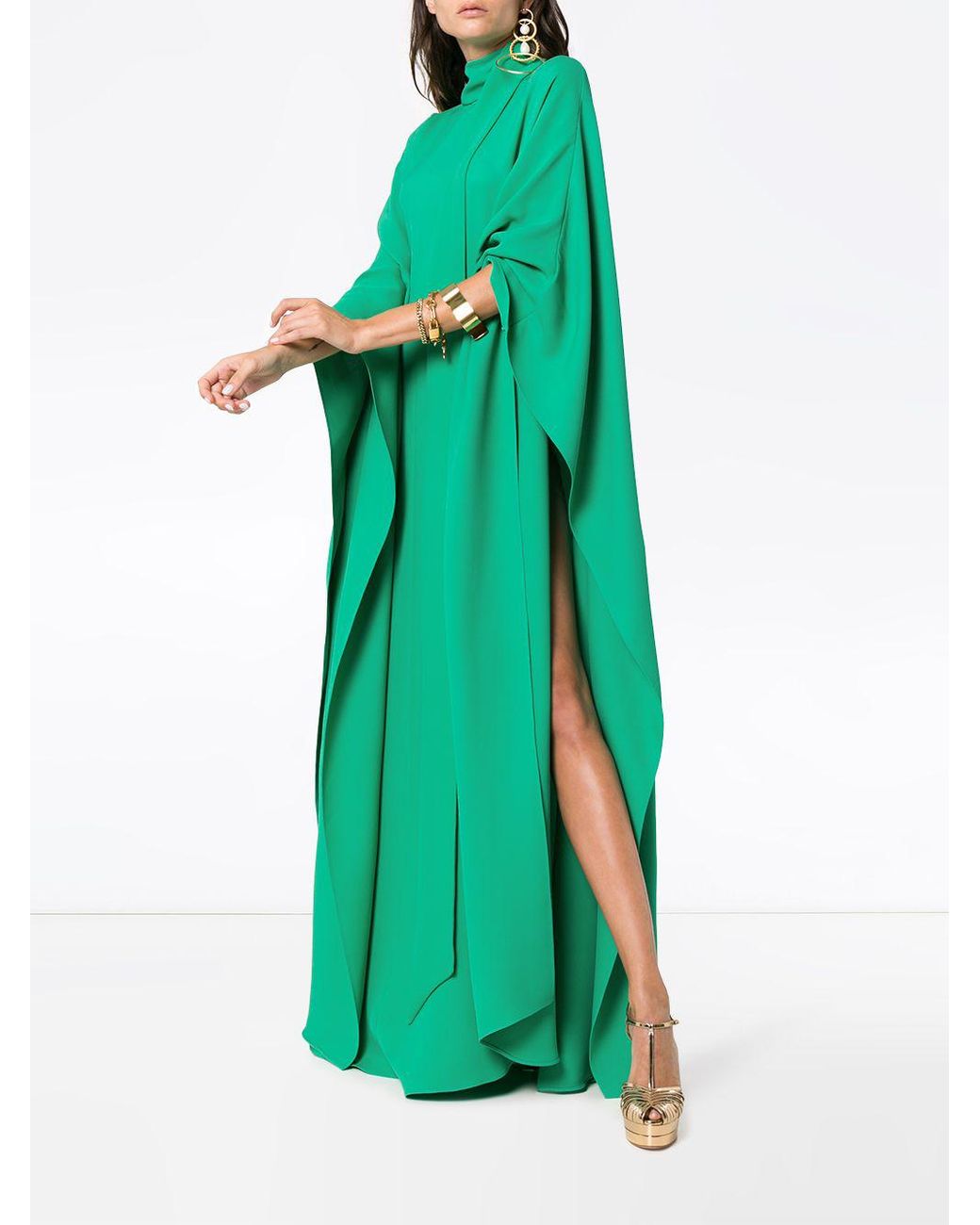 valentino silk cape dress VALENTINO GARAVANI Cape-Effect Cutout Silk Midi Dress