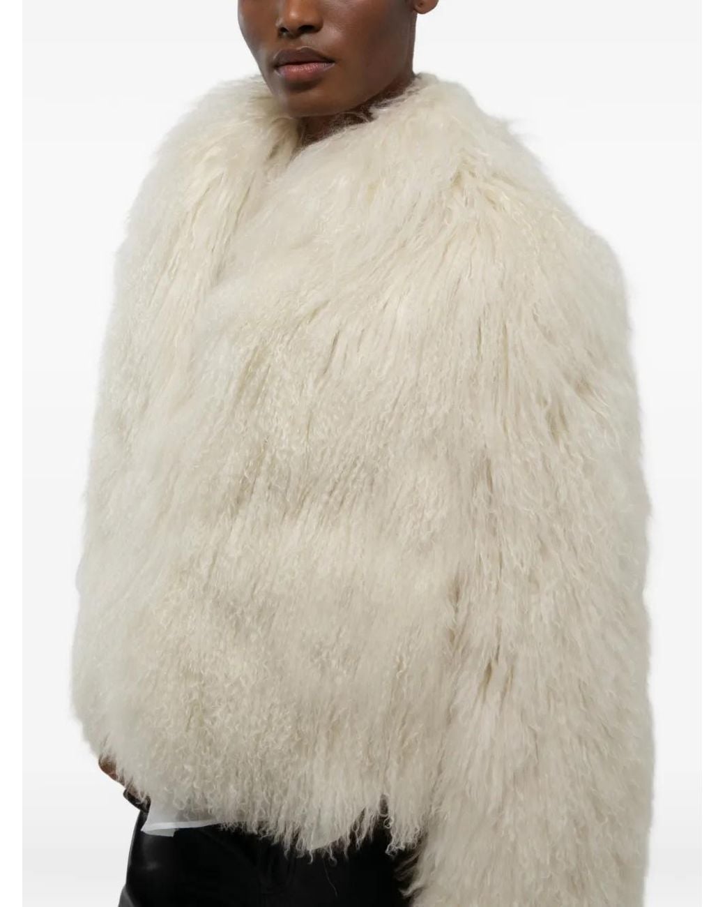 DUCIE White Rochelle Shearling Jacket