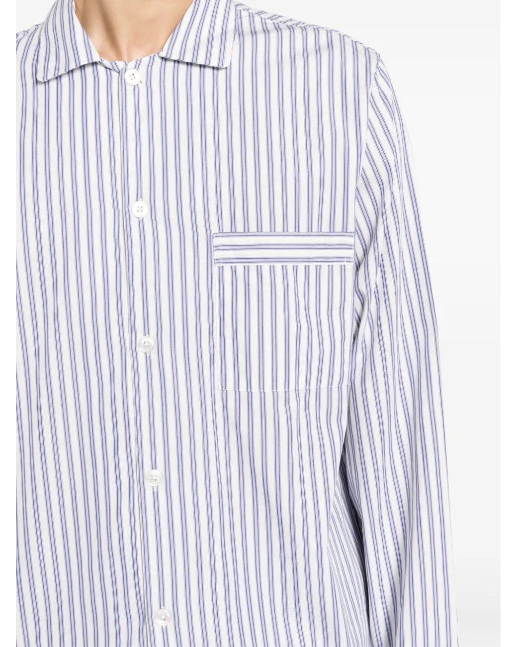 Tekla Gestreept Pyjamashirt in het White voor heren