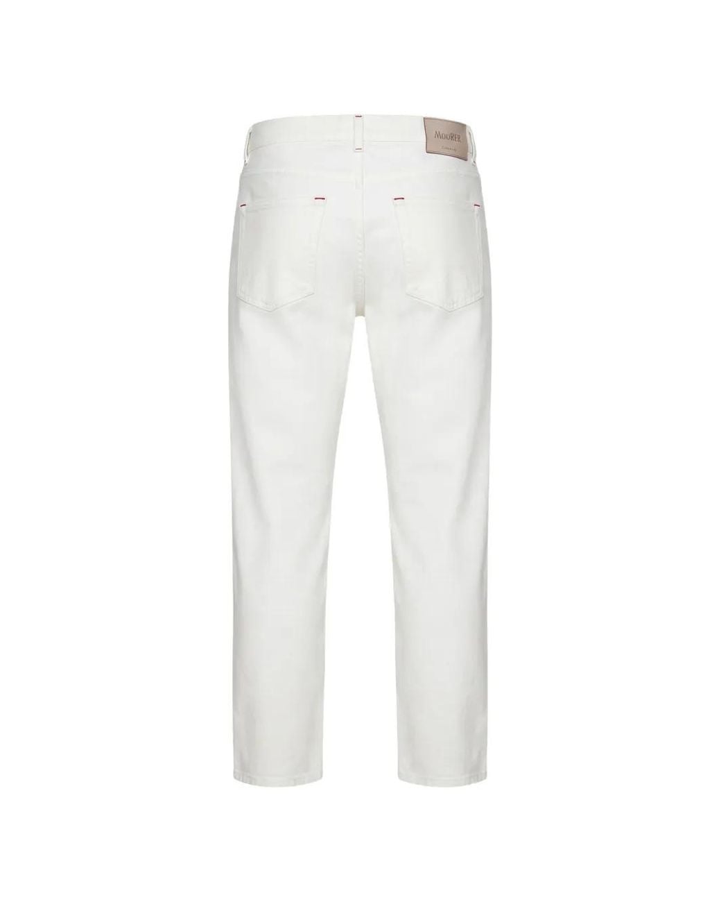 Moorer White Logo-Patch Straight-Leg Jeans