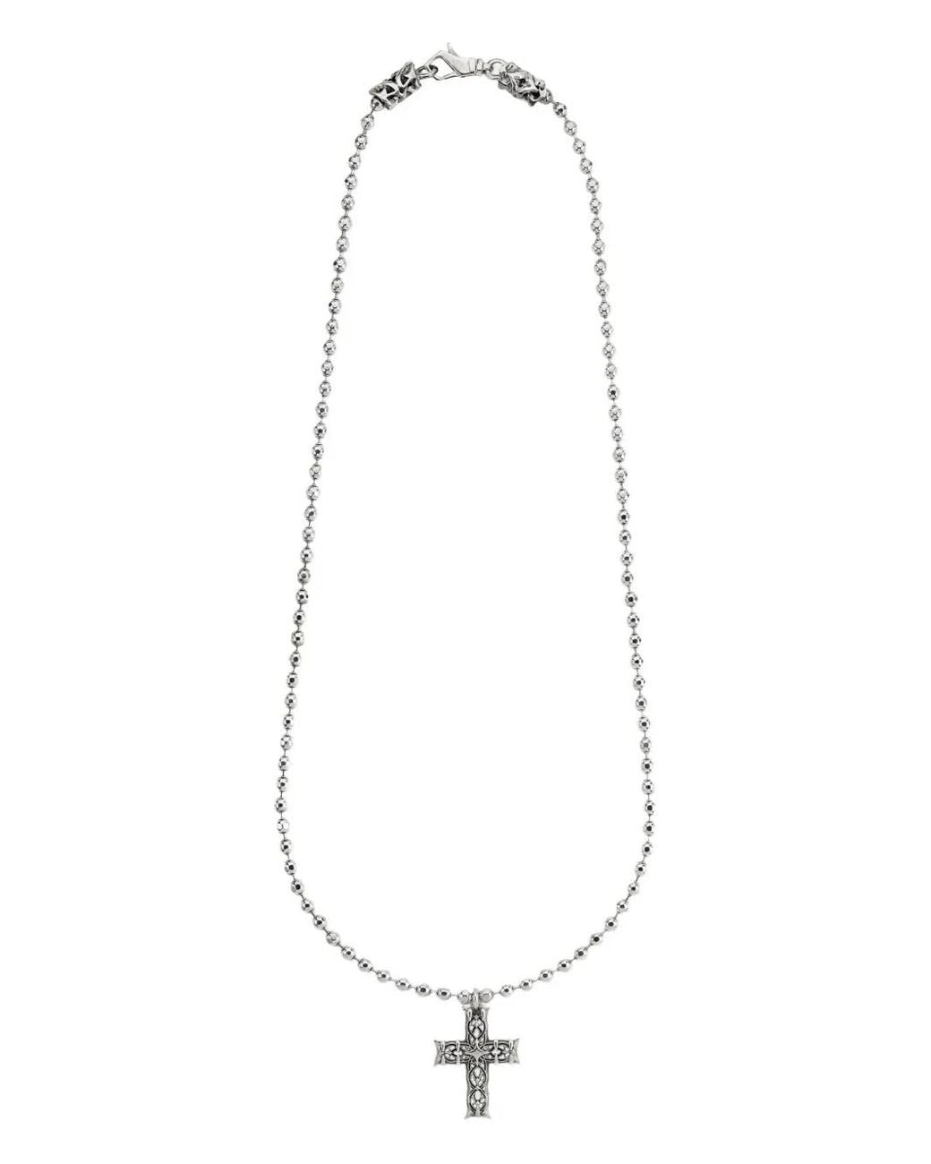 Emanuele Bicocchi White Beaded Notre-Dame Cross Chain Necklace