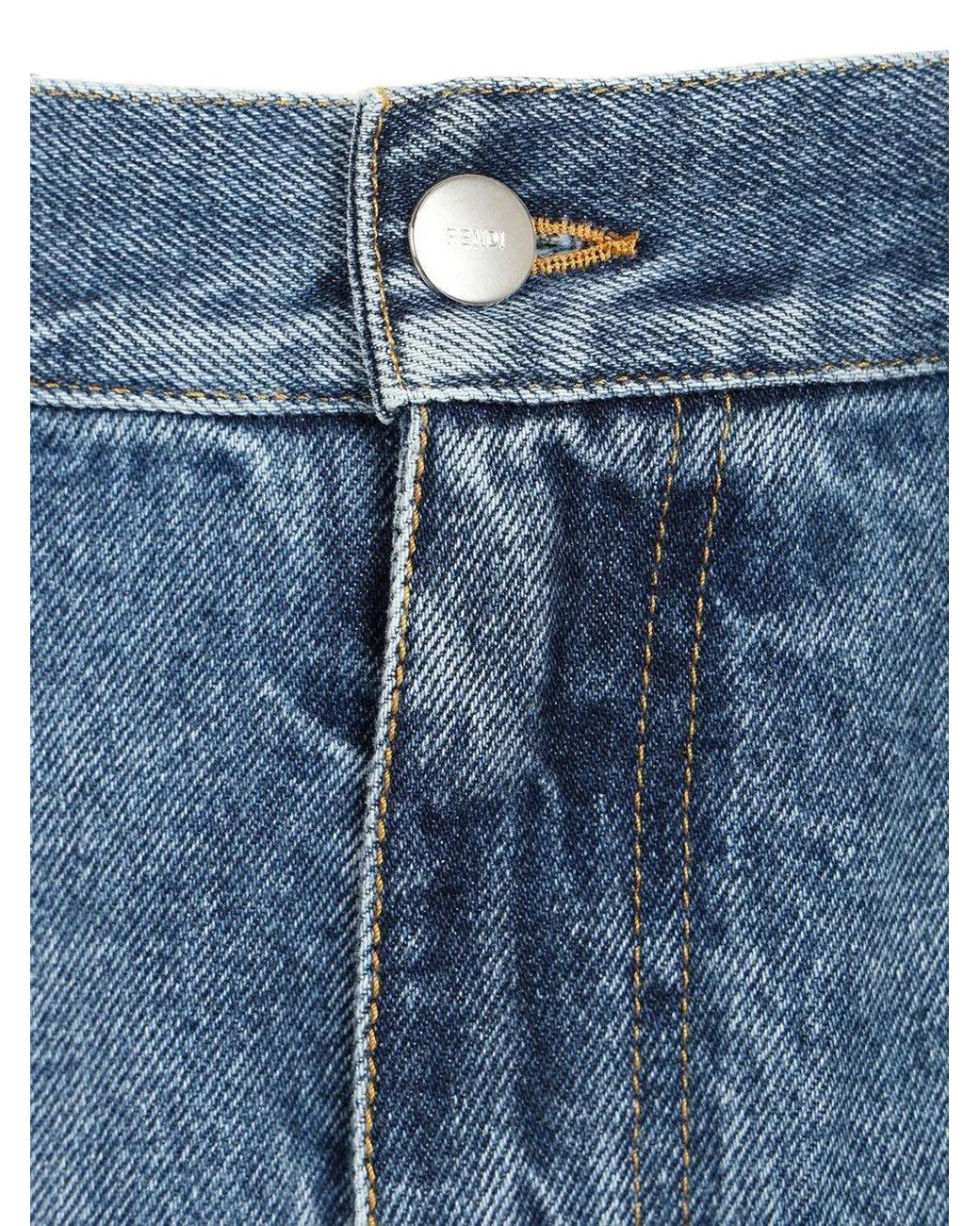 Fendi Blue Ff Selleria Stone-Wash Jeans for men