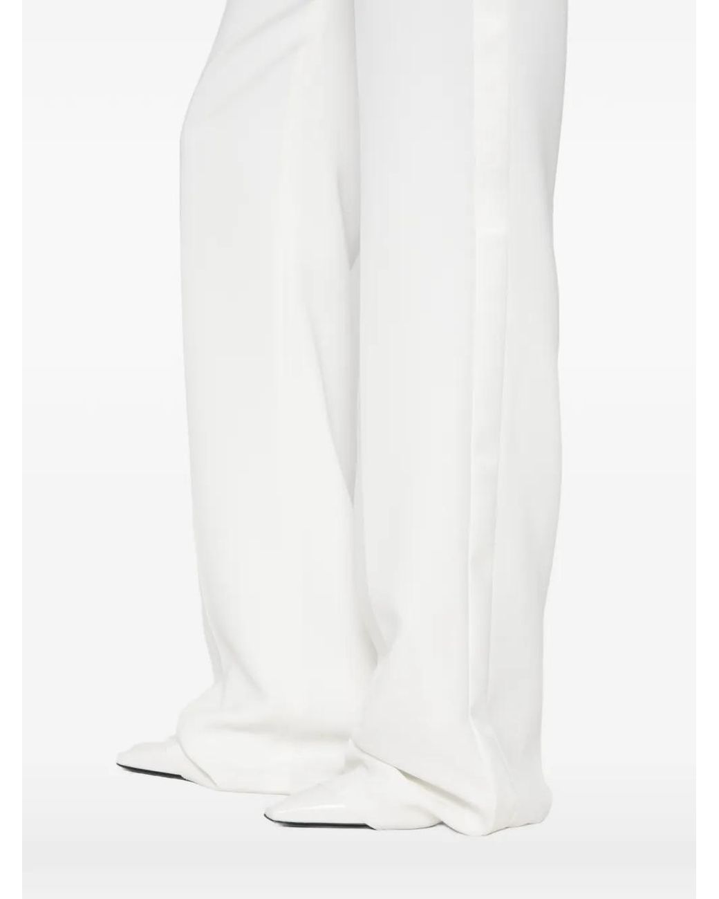 Max Mara White Mxesteppa Satin-Trimmed Pleated Trousers