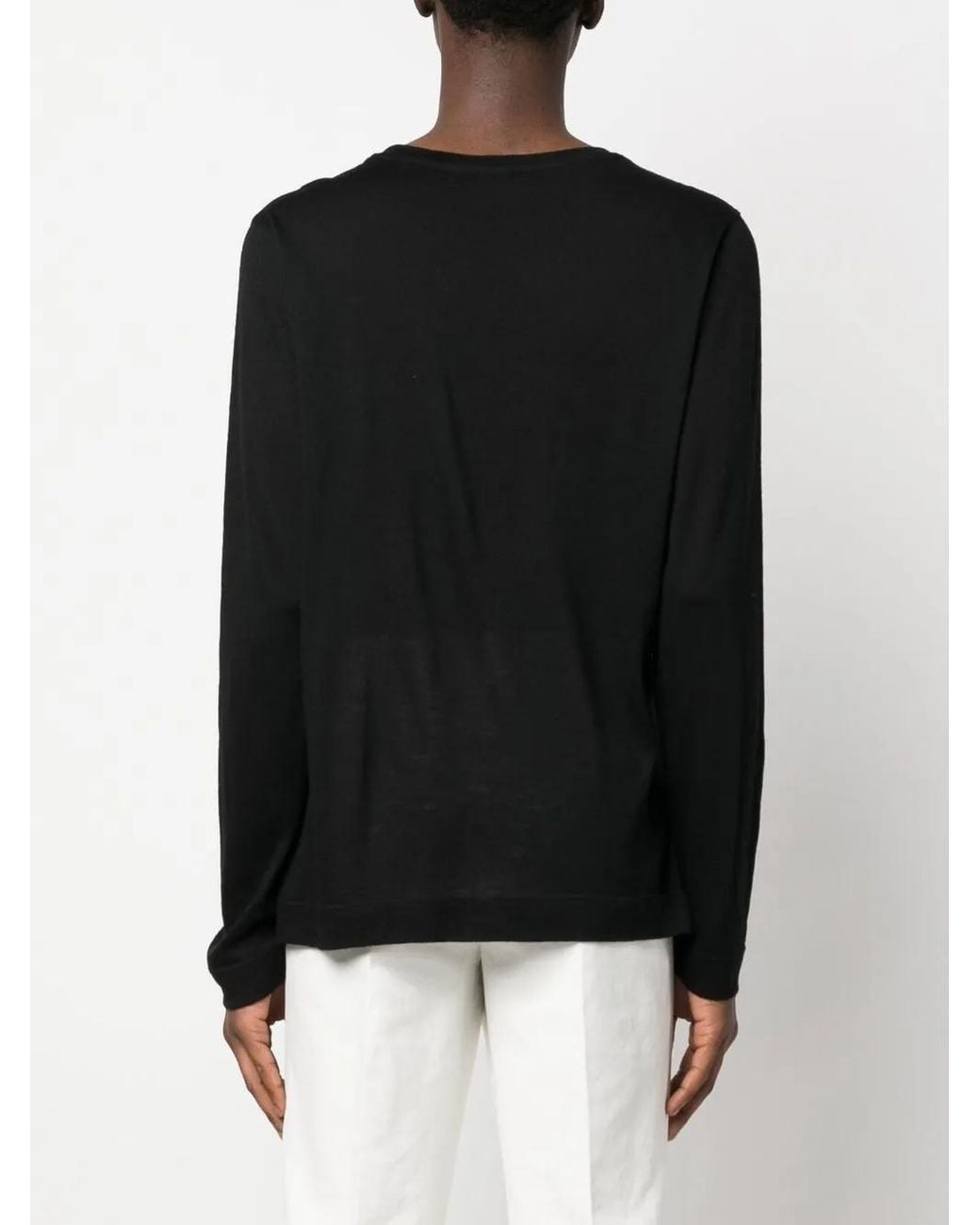 Zanone Black Crew-Neck Virgin-Wool T-Shirt for men