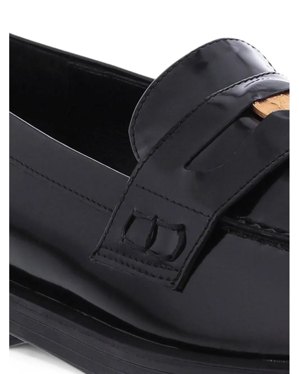 Paris Punk Black Penny-Strap Loafers