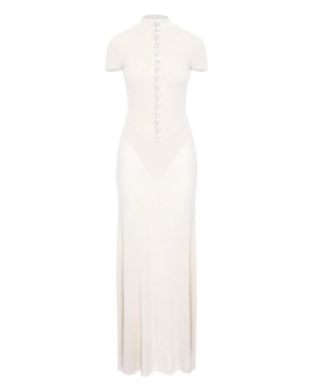 MANURI White Mia Button-Detail Maxi Dress