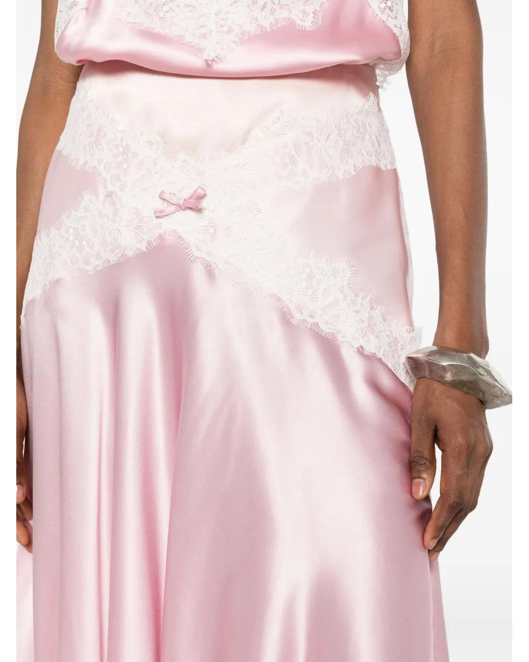 Viktor & Rolf Pink Lace-Trim Midi Skirt