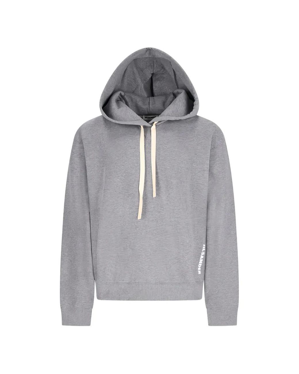 Jil Sander Gray Logo-Print Drawstring Hoodie for men