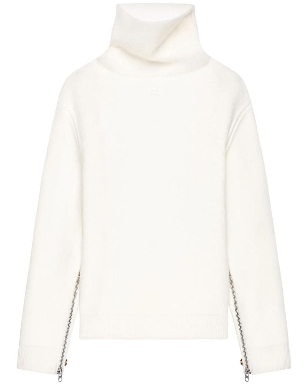 Courreges White Oversized Mock-Neck Sweater
