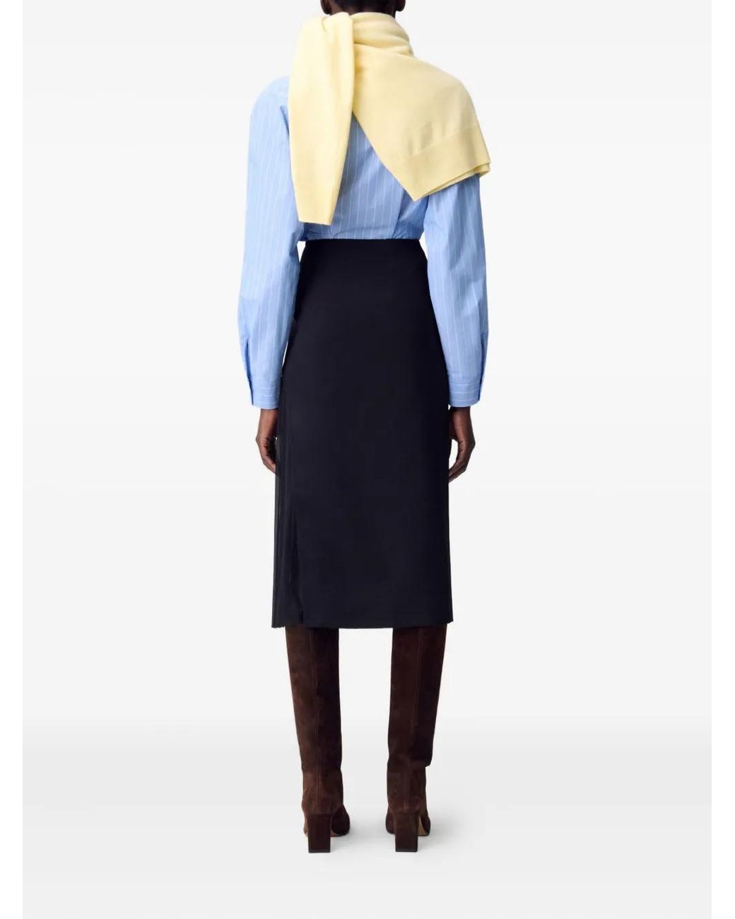 Claudie Pierlot Black Pleated Midi Skirt