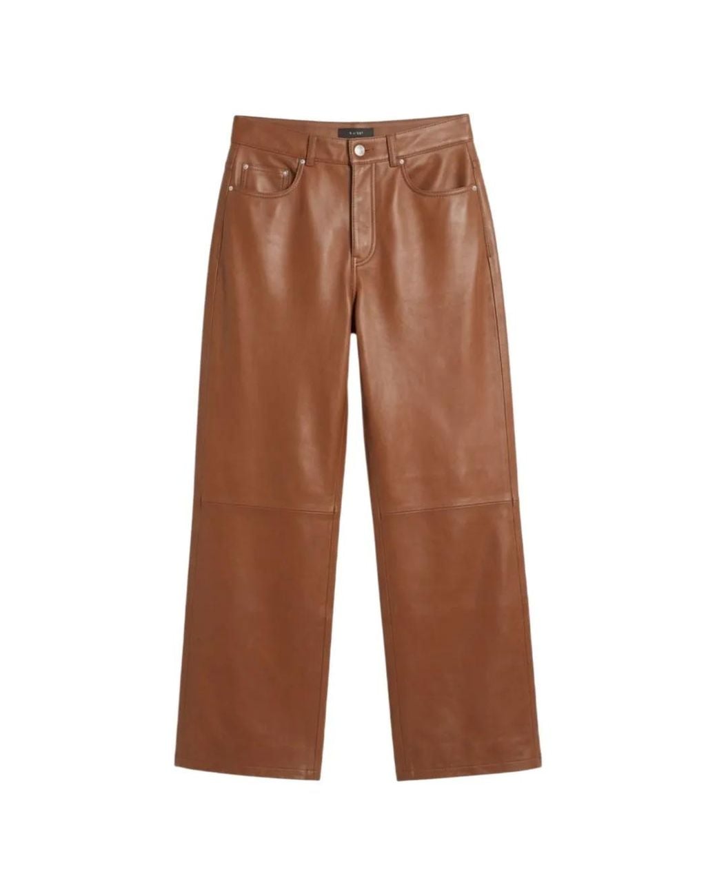 Haikure Brown Leather Wide-Leg Trousers
