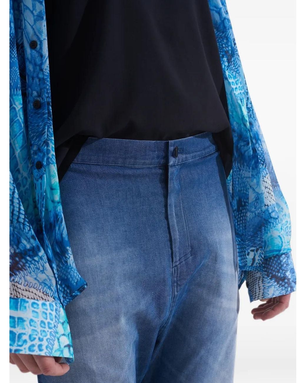 Tessitura Blue Twisted-Shape Tapered Jeans for men